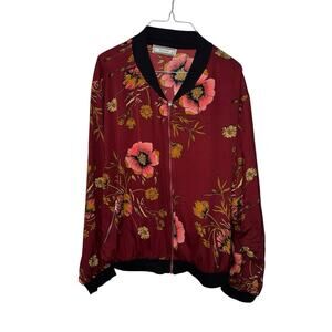 Stylehouse 3X Floral Bomber Bohemian Festival Jacket Zip Front Lightweight READ‎